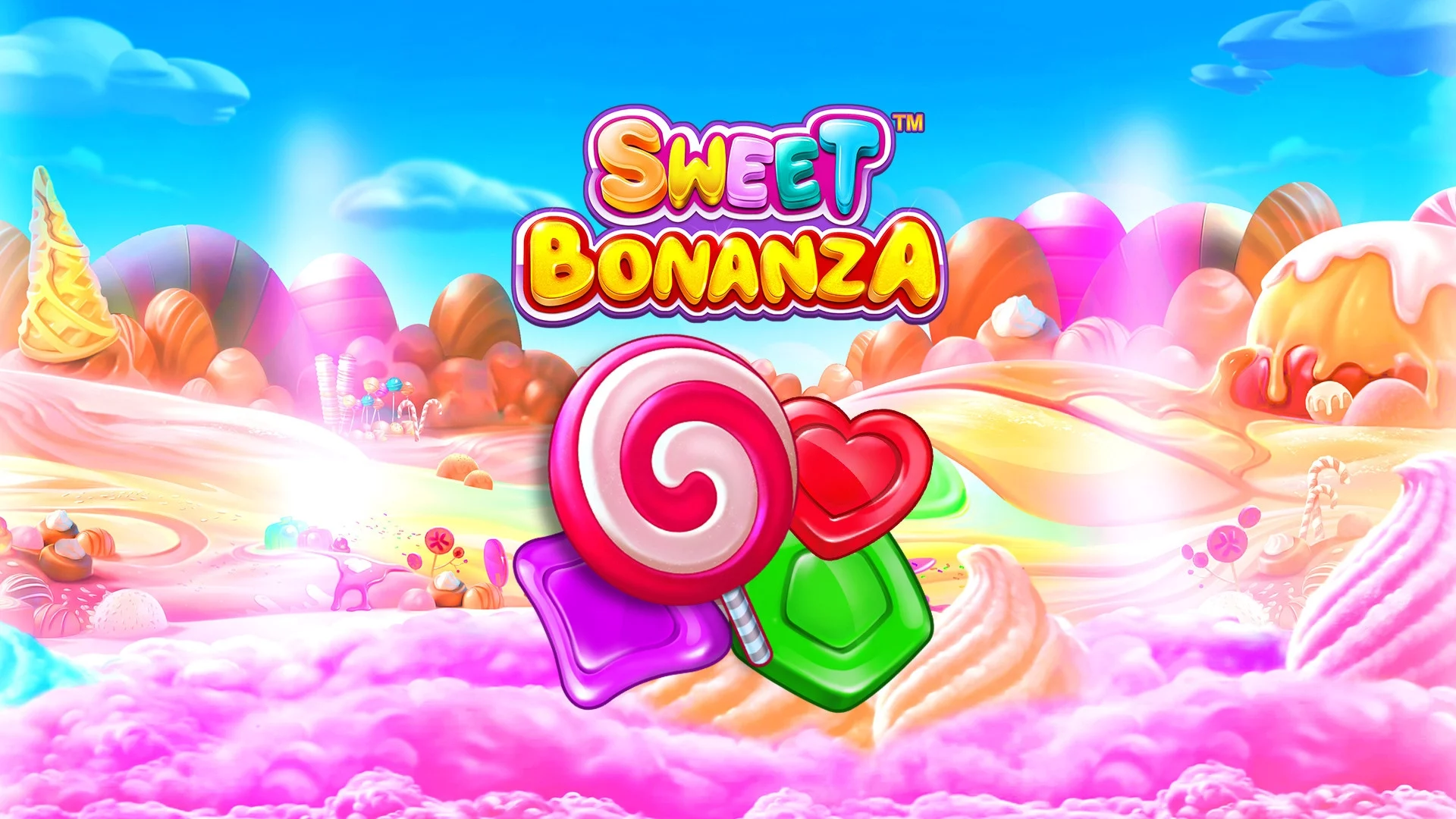 Cocoa Sweet Bonanza banner with candy cluster wins